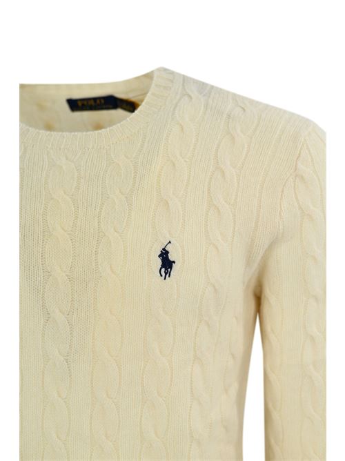 Maglione a trecce misto cashmere crema POLO RALPH LAUREN | 710 876762010